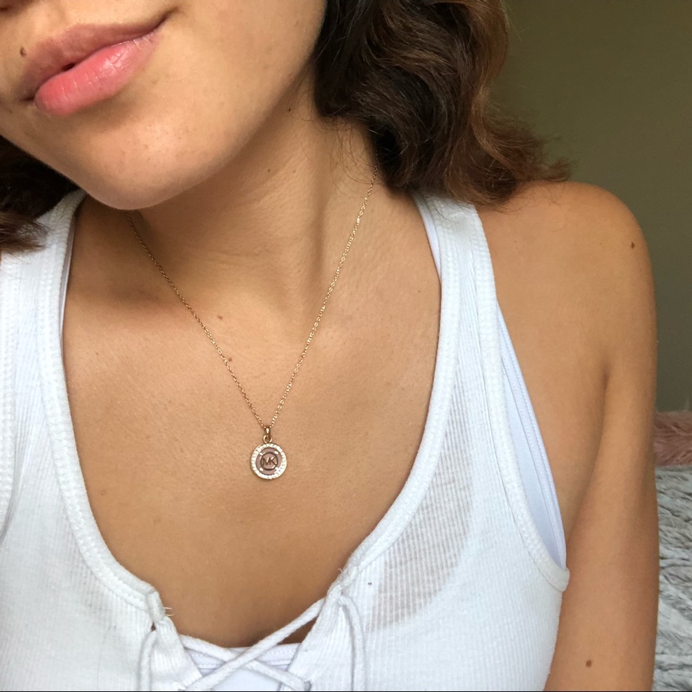 Michael Kors Rose Golden Diamond Circular Necklace